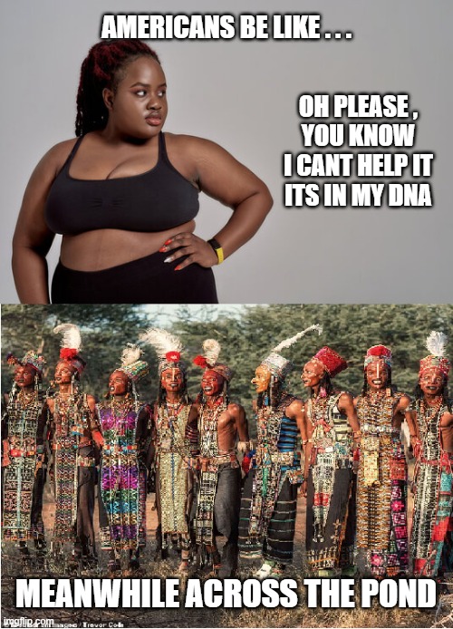 im not fat im big boned | AMERICANS BE LIKE . . . OH PLEASE ,
YOU KNOW
I CANT HELP IT
ITS IN MY DNA; MEANWHILE ACROSS THE POND | image tagged in its in the dna,americans,fat,overweight,funny af,satire | made w/ Imgflip meme maker