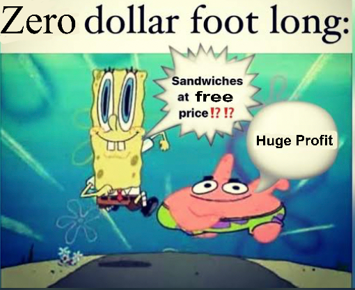 Zero dollar foot long Blank Meme Template