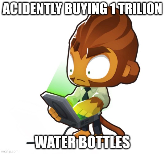 Bloons TD six Benjamin | ACIDENTLY BUYING 1 TRILION; WATER BOTTLES | image tagged in bloons td six benjamin | made w/ Imgflip meme maker