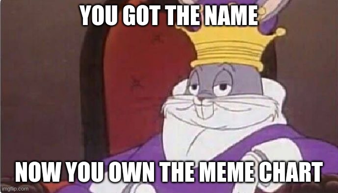 Bugs Bunny King | YOU GOT THE NAME NOW YOU OWN THE MEME CHART | image tagged in bugs bunny king | made w/ Imgflip meme maker