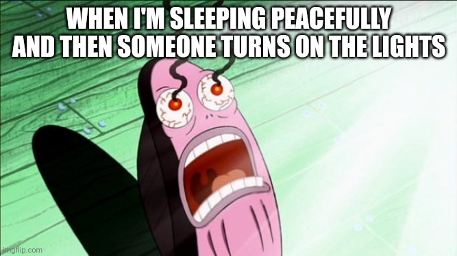 MY EYES!! | WHEN I'M SLEEPING PEACEFULLY AND THEN SOMEONE TURNS ON THE LIGHTS | image tagged in spongebob my eyes | made w/ Imgflip meme maker