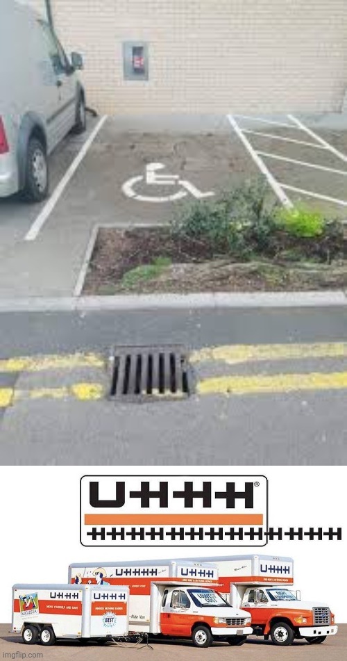Handicapped spot failure | image tagged in uhhh truck,handicapped,parking,parking lot,you had one job,memes | made w/ Imgflip meme maker