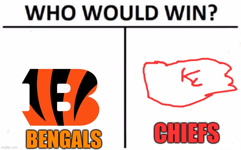 Who ya got? | CHIEFS; BENGALS | image tagged in memes,who would win,bengals,chiefs,afc title | made w/ Imgflip meme maker