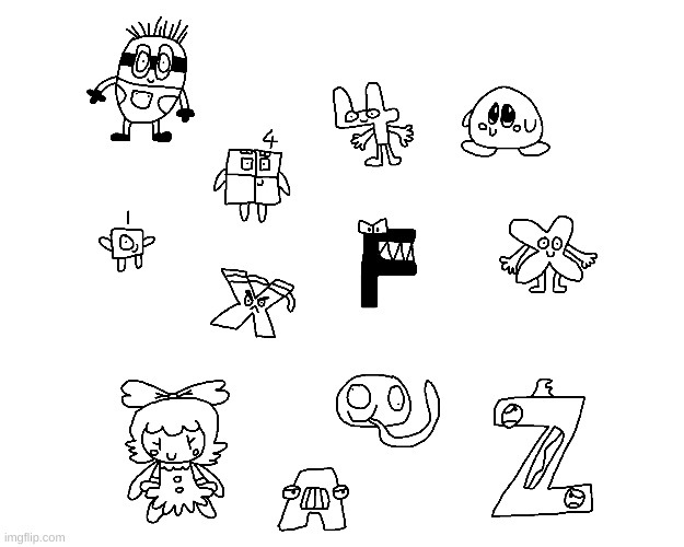 My Drawpile | image tagged in alphabet lore,bfb,kirby,minions,numberblocks,crossover | made w/ Imgflip meme maker