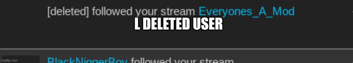 funni deleted | L DELETED USER | made w/ Imgflip meme maker