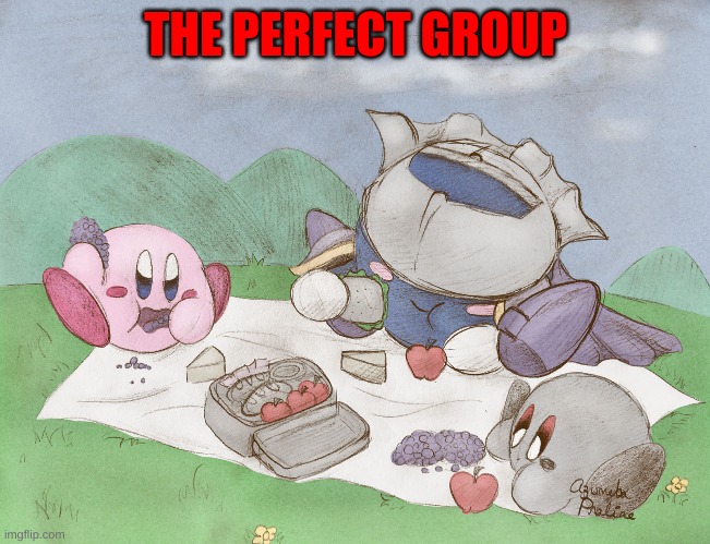 Kirby and friends | THE PERFECT GROUP | image tagged in kirby,food,friends | made w/ Imgflip meme maker