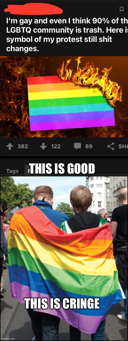 THIS IS GOOD; THIS IS CRINGE | image tagged in oh no,lgbtq | made w/ Imgflip meme maker