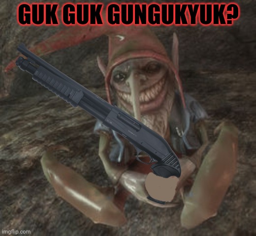 Lionel the Evil Gnome | GUK GUK GUNGUKYUK? | image tagged in lionel the evil gnome | made w/ Imgflip meme maker