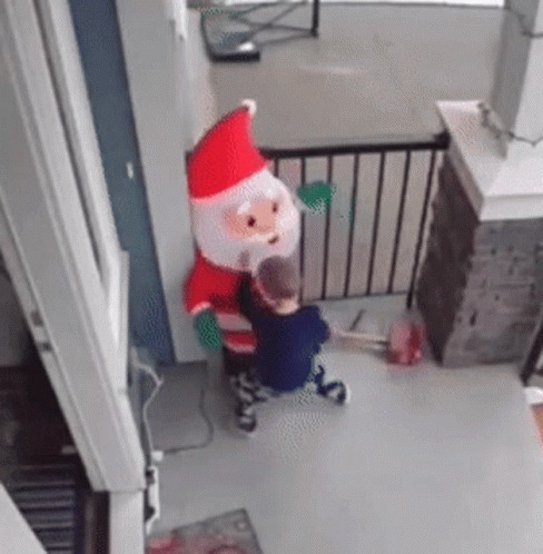 High Quality Kid punching santa Blank Meme Template