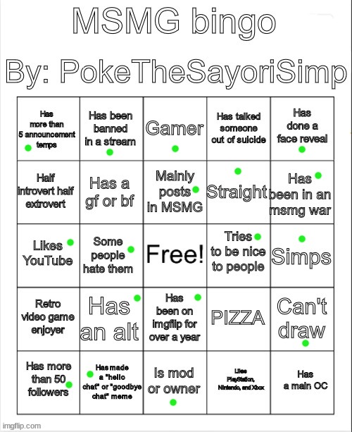 MSMG bingo by poke | image tagged in msmg bingo by poke | made w/ Imgflip meme maker