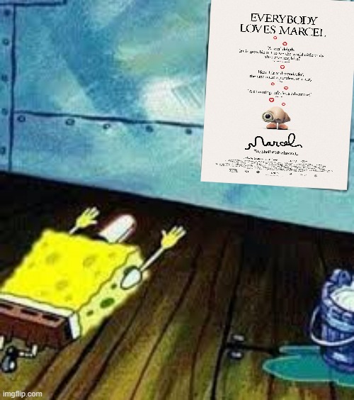 spongebob worships marcel the shell shoes with on | image tagged in spongebob worship,a24,movies,marcel the shell with shoes on | made w/ Imgflip meme maker