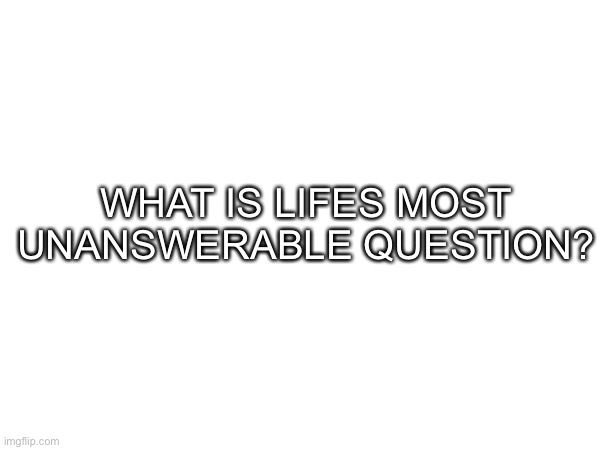 J | WHAT IS LIFES MOST UNANSWERABLE QUESTION? | image tagged in well yes but actually no | made w/ Imgflip meme maker