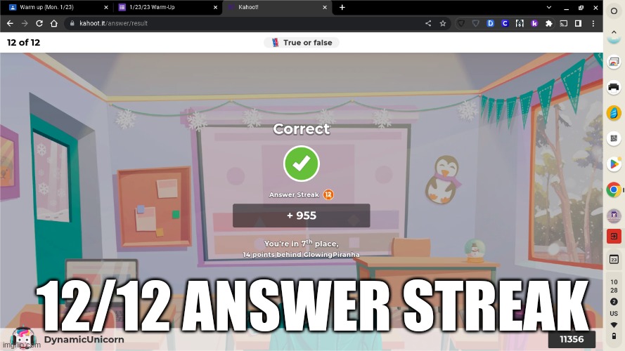 12/12 | 12/12 ANSWER STREAK | image tagged in nice | made w/ Imgflip meme maker