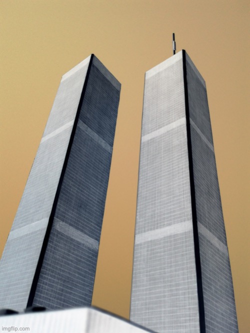It looks like a 3D render | image tagged in twin towers | made w/ Imgflip meme maker