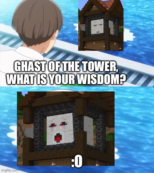 senpai what is your wisdom? | GHAST OF THE TOWER, WHAT IS YOUR WISDOM? :O | image tagged in senpai what is your wisdom | made w/ Imgflip meme maker