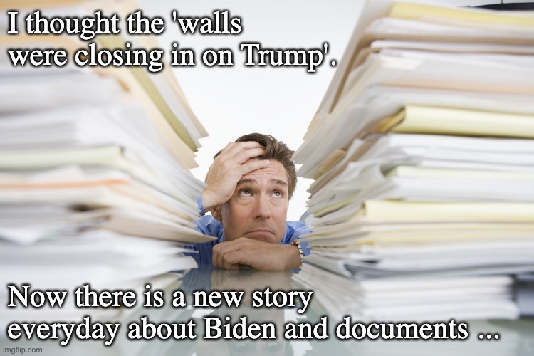 Time to start freebasing copium! | I thought the 'walls were closing in on Trump'. Now there is a new story everyday about Biden and documents ... | image tagged in documents,joe biden,classified docs,scandal,hopium,copium | made w/ Imgflip meme maker