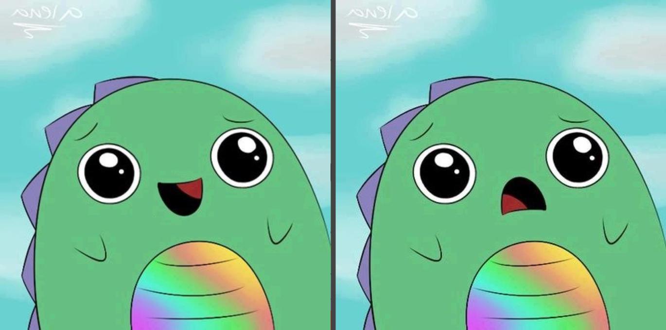 High Quality Kue the Dinosaur (happy/sad) Blank Meme Template