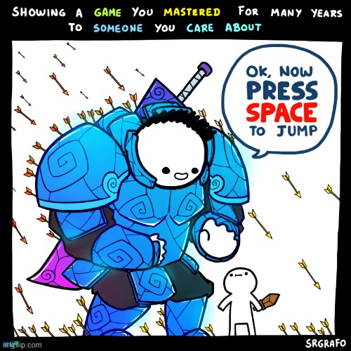 The original Press Space To Jump comic by Srgrafo | image tagged in video games,a helping hand | made w/ Imgflip meme maker