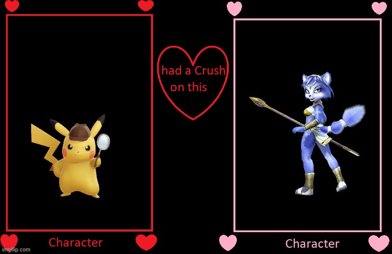 what if detective pikachu had a crush on krystal | image tagged in what if this character had a crush on this person,nintendo,starfox,pokemon | made w/ Imgflip meme maker