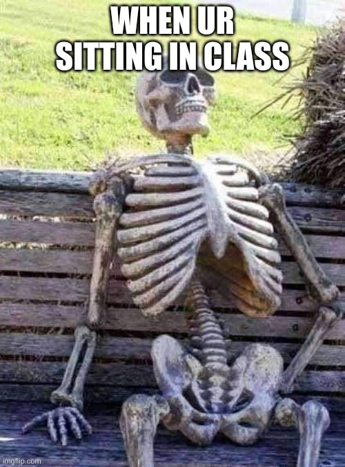 Waiting Skeleton | WHEN UR SITTING IN CLASS | image tagged in memes,waiting skeleton | made w/ Imgflip meme maker