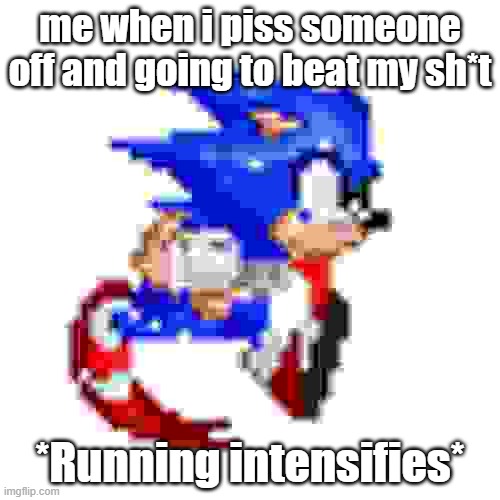 me when i piss someone off and going to beat my sh*t; *Running intensifies* | image tagged in sonic | made w/ Imgflip meme maker