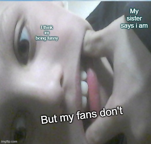 me | My sister says i am; I think im being funny; But my fans don't | image tagged in memes | made w/ Imgflip meme maker