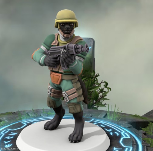 Made a wolf soldier OC! (made in hero forge) | image tagged in furry,the furry fandom,models,soldier,army | made w/ Imgflip meme maker