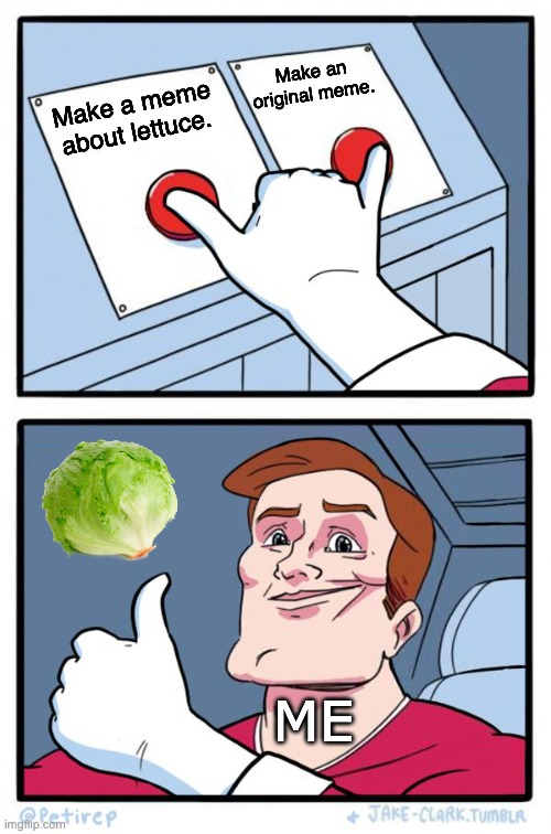 Both Buttons Pressed | Make an original meme. Make a meme about lettuce. ME | image tagged in both buttons pressed | made w/ Imgflip meme maker