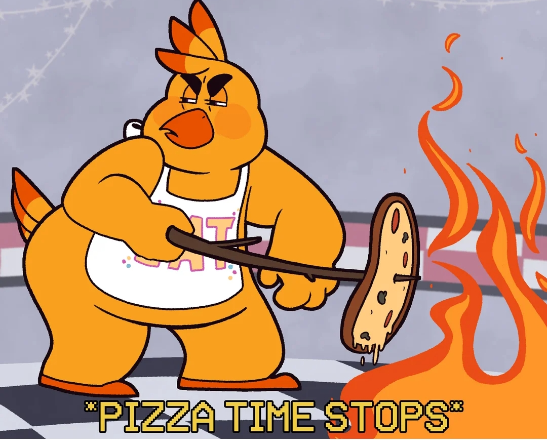 High Quality *chica's pizza time stops* Blank Meme Template