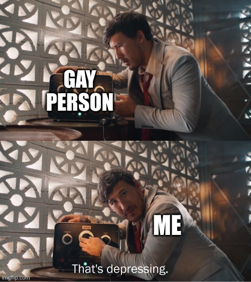 StOp bEiNg So hOmOpHoBiC!!11!!!1!! bitch please | GAY PERSON; ME | image tagged in markiplier that's depressing | made w/ Imgflip meme maker