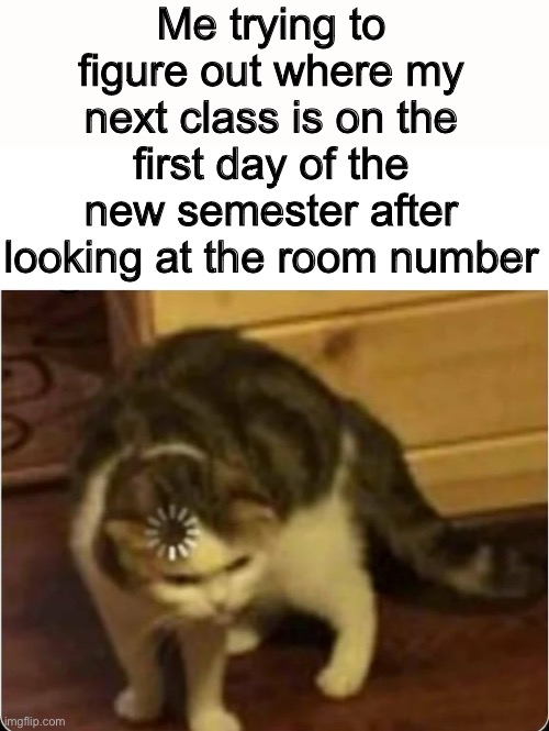I’m sure you can relate | Me trying to figure out where my next class is on the first day of the new semester after looking at the room number | image tagged in brain freeze | made w/ Imgflip meme maker