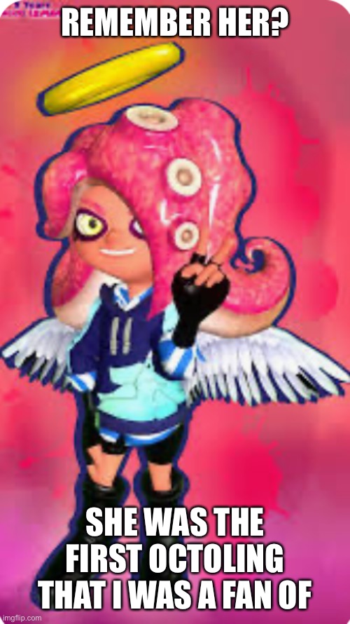 Her name is desti | REMEMBER HER? SHE WAS THE FIRST OCTOLING THAT I WAS A FAN OF | image tagged in the first octoling i was a fan of | made w/ Imgflip meme maker