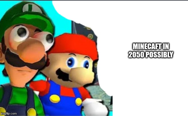 ... | MINECAFT IN 2050 POSSIBLY | image tagged in mario and luigi looking | made w/ Imgflip meme maker