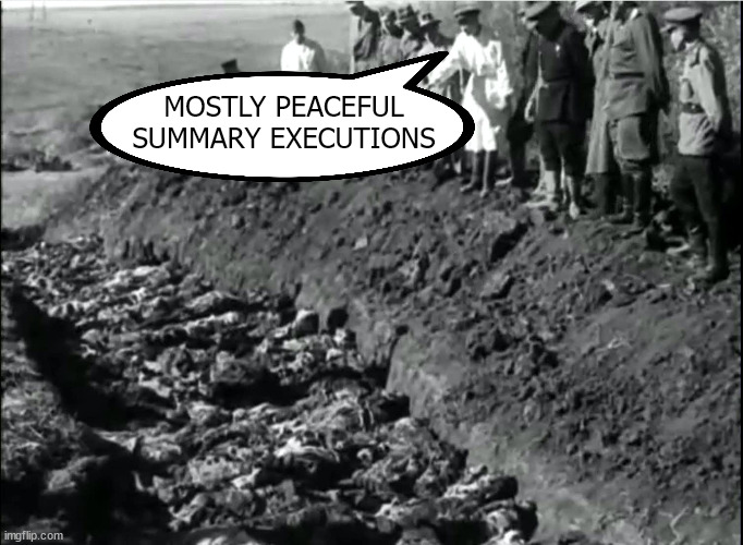 Mostly Peaceful | MOSTLY PEACEFUL SUMMARY EXECUTIONS | image tagged in genocide,mostly peaceful | made w/ Imgflip meme maker