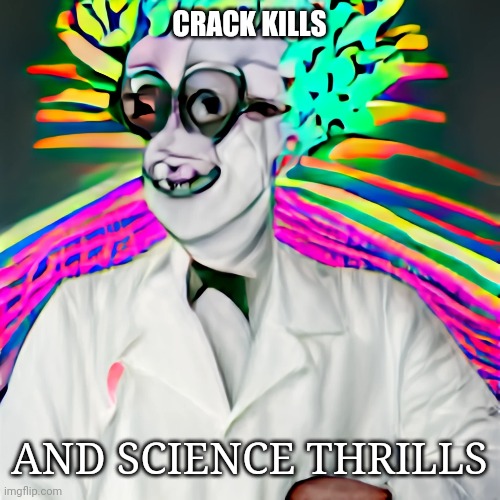 Science Rules! |  CRACK KILLS; AND SCIENCE THRILLS | image tagged in science,sci-fi,bill nye the science guy,science rules | made w/ Imgflip meme maker