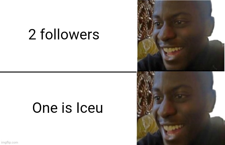 Disappointed Black Guy | 2 followers; One is Iceu | image tagged in disappointed black guy | made w/ Imgflip meme maker