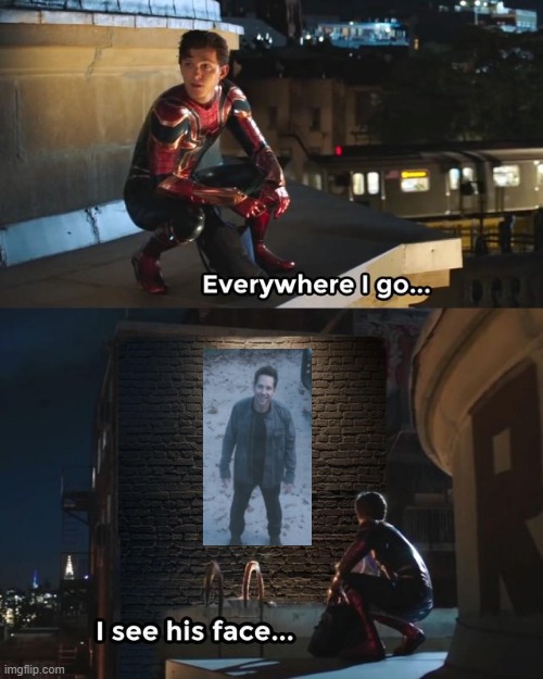 thank you spiderman! | image tagged in everywhere i go i see his face,if you know what i mean,spiderman,antman,spiderman pointing at spiderman | made w/ Imgflip meme maker