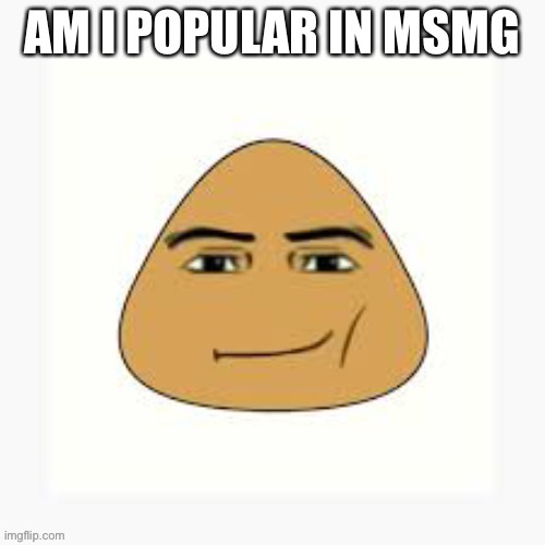 pou man face | AM I POPULAR IN MSMG | image tagged in pou man face | made w/ Imgflip meme maker