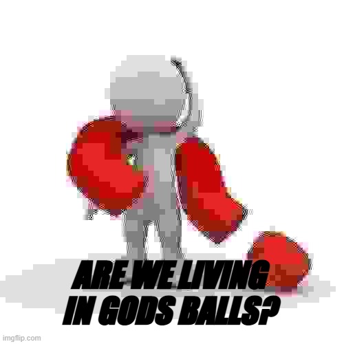 . | ARE WE LIVING IN GODS BALLS? | image tagged in question mark | made w/ Imgflip meme maker
