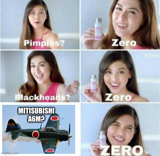 plane go zoom | MITISUBISHI A6M? | image tagged in pimples zero | made w/ Imgflip meme maker