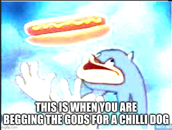 BEGGING THE GODS | THIS IS WHEN YOU ARE BEGGING THE GODS FOR A CHILLI DOG | image tagged in sus | made w/ Imgflip meme maker