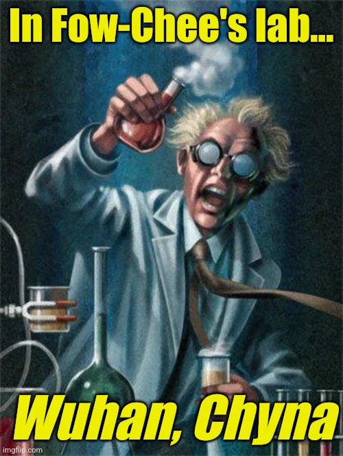 Mad Scientist | In Fow-Chee's lab... Wuhan, Chyna | image tagged in mad scientist | made w/ Imgflip meme maker
