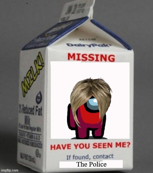 Missing sussy karen |  The Police | image tagged in milk carton | made w/ Imgflip meme maker