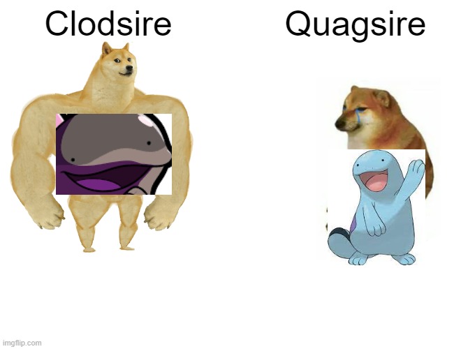 Buff Doge vs. Cheems Meme | Clodsire; Quagsire | image tagged in memes,buff doge vs cheems | made w/ Imgflip meme maker