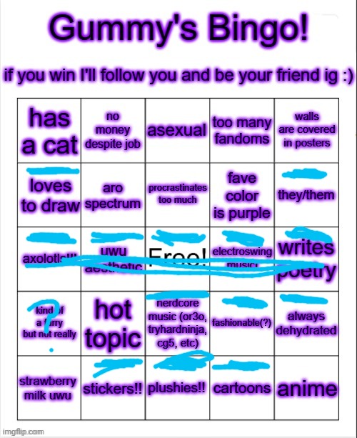 Does it count if I am a furry? | image tagged in bingo,lgbtq | made w/ Imgflip meme maker