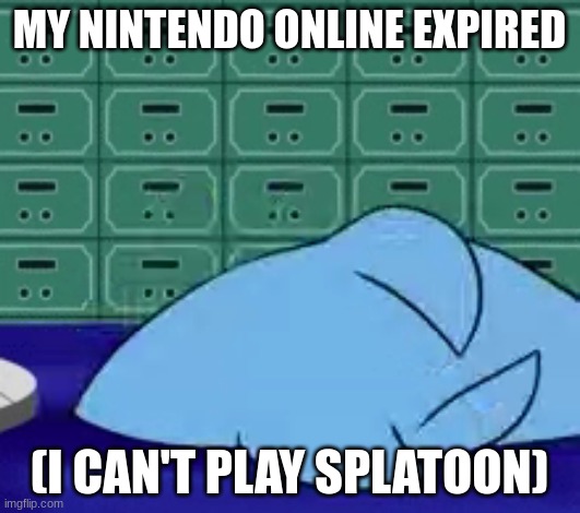 Rip | MY NINTENDO ONLINE EXPIRED; (I CAN'T PLAY SPLATOON) | image tagged in oof,splatoon,nintendo | made w/ Imgflip meme maker