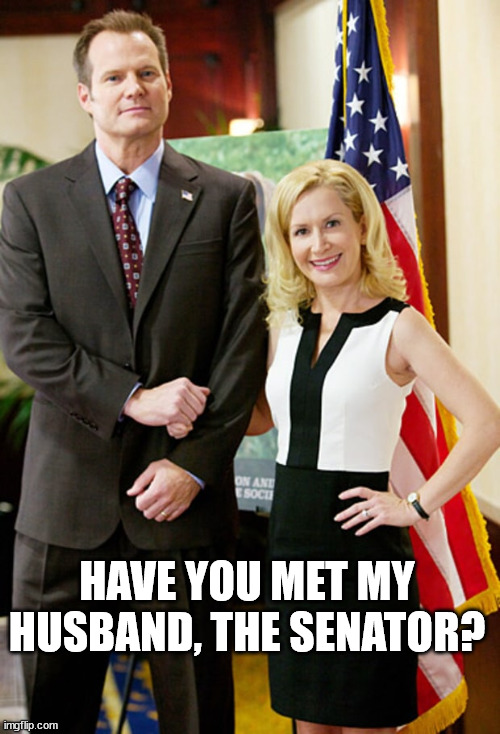 My Husband the Senator | HAVE YOU MET MY HUSBAND, THE SENATOR? | image tagged in my husband the senator,the office | made w/ Imgflip meme maker