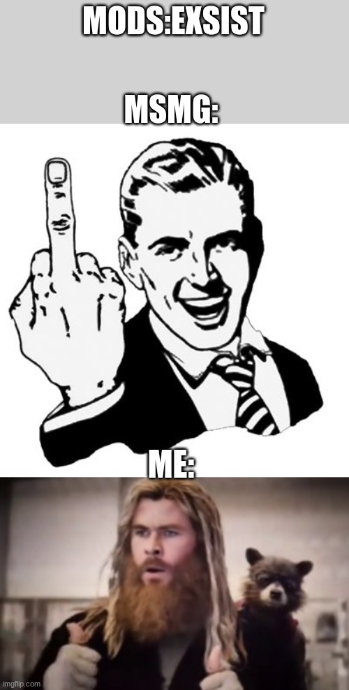 . | MODS:EXSIST; MSMG:; ME: | image tagged in memes | made w/ Imgflip meme maker