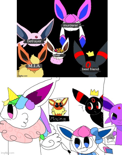 drawn by me | image tagged in drawn,eeveelution squad | made w/ Imgflip meme maker