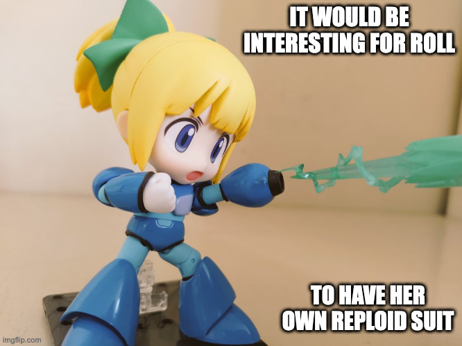 Roll in X Suit | IT WOULD BE INTERESTING FOR ROLL; TO HAVE HER OWN REPLOID SUIT | image tagged in roll,megaman,megaman x,memes,x | made w/ Imgflip meme maker
